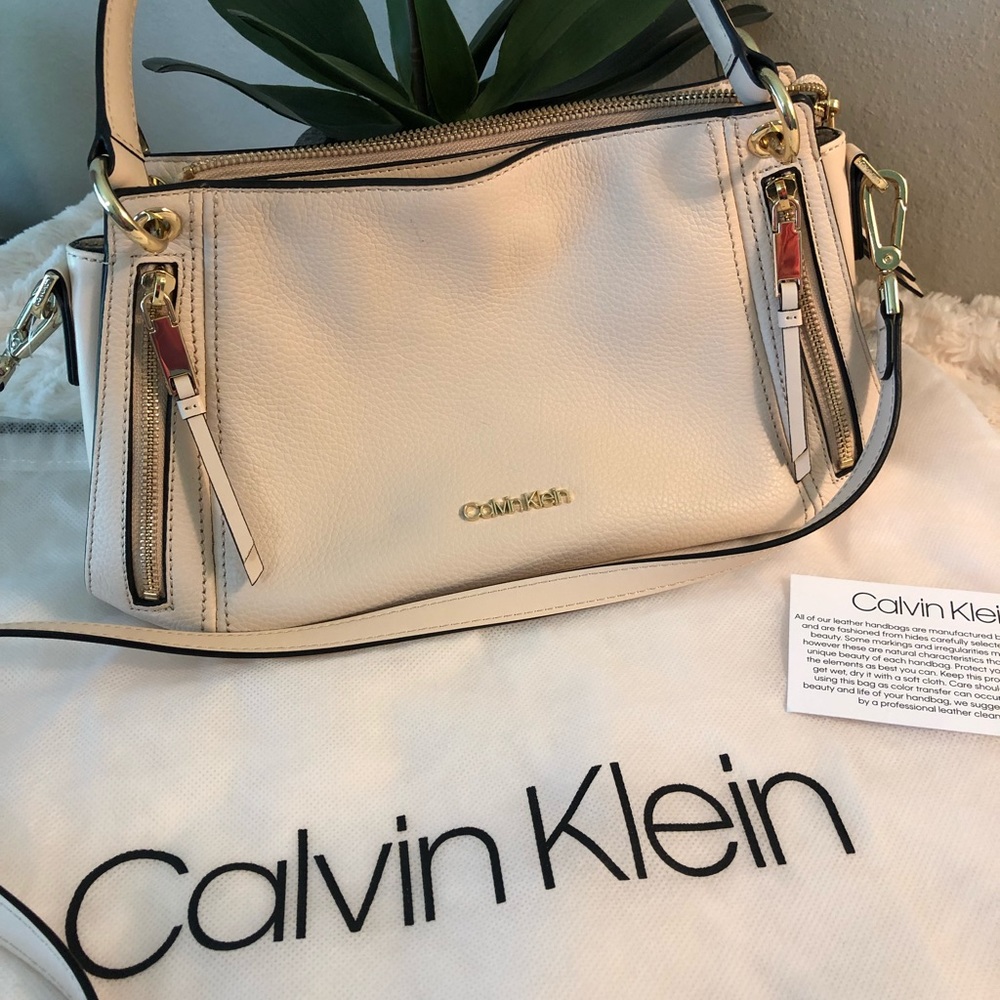 Calvin Klein cream leather purse